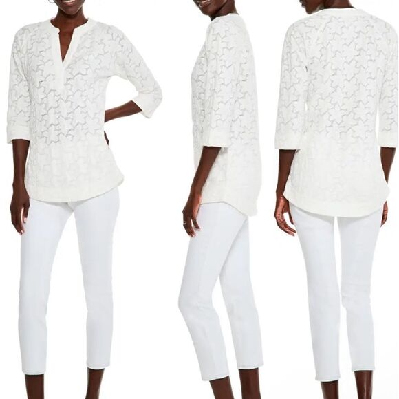 NIC+ZOE Petal Lace Top Paper White Women’s Size PP (0P/2P) - Picture 1 of 10